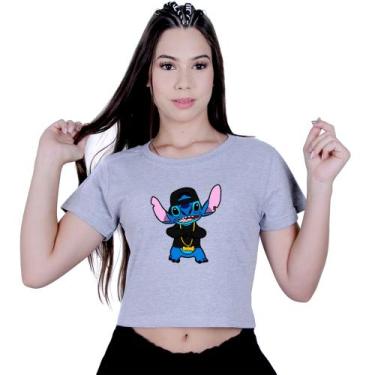 Imagem de Blusinha Cropped Algodão Lilo Stitch Gangster - Lafre, Cinza, G