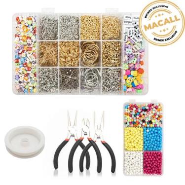 Imagem de Kit Miçanga Iniciante Alicate Bijuteria Pulseira 2300pçs + Caixa - Mac