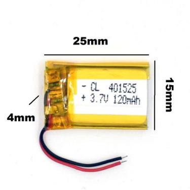 Imagem de Bateria 401525 com 120mah 4mmx15mmx25mm 2 fios 3,7v - lite