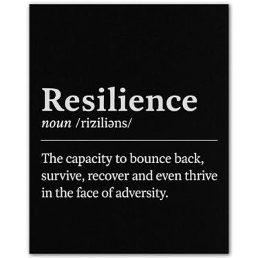 Imagem de ZUKIY Arte de parede com citação de motivação de resiliência - Pôster inspirador 20 x 25 impressão sem moldura - Decoração motivacional de escritório para mulheres e homens ou sala de aula - Impressão