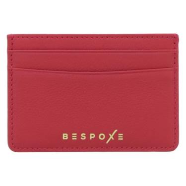 Imagem de Carteira masculina fina com porta-cartões - Carteira minimalista de couro com bloqueio de RFID - comporta cartões de crédito, dinheiro, identidade, cartões de visita - vermelho romã