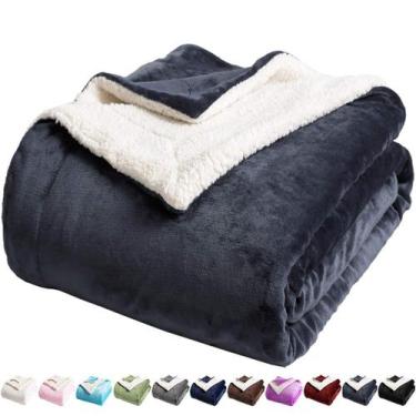 Imagem de Cobertor LBRO2M Sherpa Fleece Twin Size Super Soft Cinza Escuro