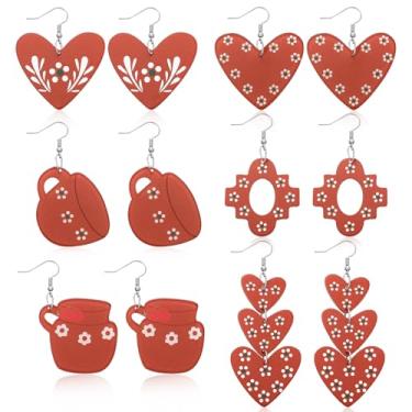 Imagem de Nosiny Conjunto de 6 pares de brincos de acrílico mexicanos Platos de Barro Cielito Lindo para festas, acessórios modernos, brincos pendentes para mulheres, joias modernas, acessório de festa com tema