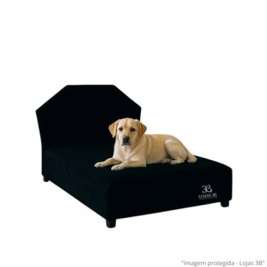 Imagem de Cama Pet Modelo Box Estofada para Seu Cachorro e Gato 70cm com Cabeceira Orgânica (Preta)