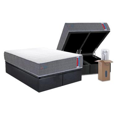 Imagem de Conjunto Box Baú Queen: Colchão Espuma Herval D28 Singlecore + Base CRC Suede Gray (158x198)