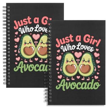 Imagem de Presente de abacate para mulheres, Just a Girl Who Loves Abacate, 2 peças, diário espiral forrado A5, presente para amantes de frutas, lindo caderno de abacate para melhores amigas, presentes