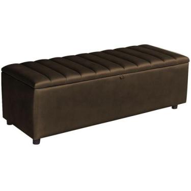 Imagem de Baú Recamier Paris Couro Marrom 140 cm - TNA Decor