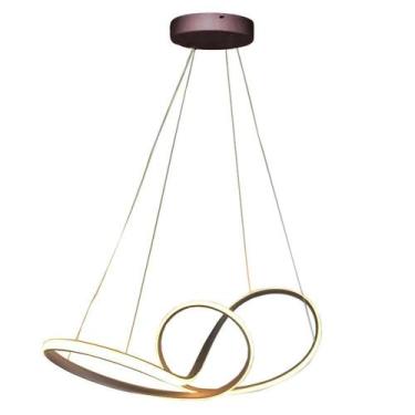 Imagem de Lustre Pendente Arco Infinito Aneis 3 Em 1 Luminaria Led 49w Luxo Ambi