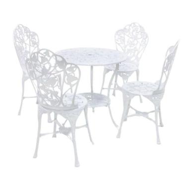 Imagem de Mesa De Alumínio Fundido Com Cadeiras Sem Braços Para Jardim Branco - 