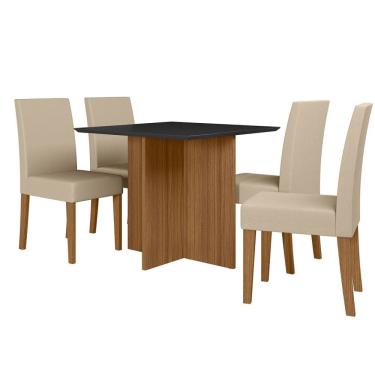 Imagem de Sala de Jantar Helo 90x90 Com Vidro 4L Cadeiras Josi Poliman Móveis