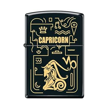 Imagem de Zippo Isqueiro - Isqueiro Capricórnio Zodíaco Preto Fosco À Prova de Vento #Z5301