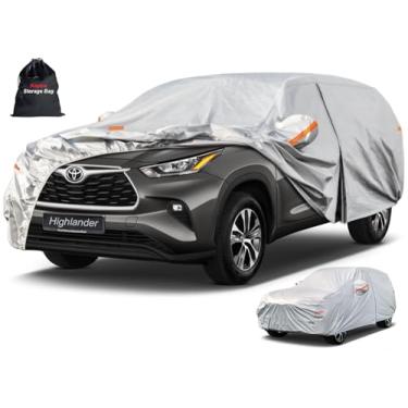 Imagem de Capa de carro SUV de 6 camadas Kayme Impermeável para todos os climas para automóveis, cobertura completa para uso externo, proteção contra chuva e sol, UV, prata