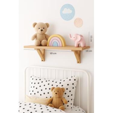 Imagem de Prateleira de Madeira Pinus para Quarto Infantil com Mão Francesa