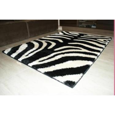 Imagem de Passadeira Life Spirit Shaggy 50mm Siberiano B&w 066x120 cm