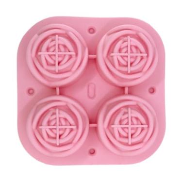 Imagem de Pegador de Gelo Reutilizável de Silicone - Grande, Formato Flor Rosa, 4 Espaços(1)