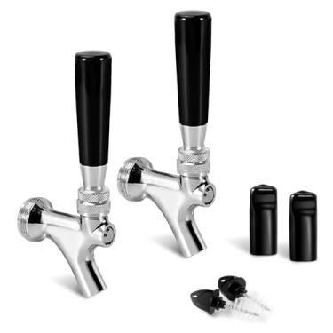 Imagem de 2 peças de torneira de barril de corrente de 3,5 cm para hastes de cerveja e torre de calado Kegerator, torneira de cerveja americana clássica com plugue