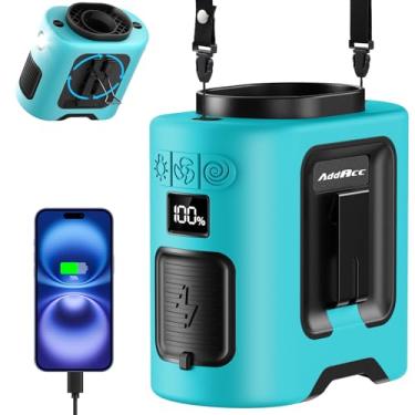 Imagem de AddAcc Ventilador de cintura portátil - Fluxo de ar forte de 15.000 RPM, operado por bateria 67 horas, clipe com mãos livres, ventilador recarregável com 5 velocidades e lanterna para acampamento ao