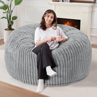 Imagem de Homguava Cadeira de pufe de 9,5 m, pufe grande, poltronas grandes para adultos com enchimento de espuma de memória, poltronas confortáveis para pufes para sofá com capa de pelúcia com fio holandês