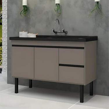 Imagem de Gabinete de Cozinha Balcão 2 Portas 2 Gavetas 111cm 100% Mdf (Cinza)