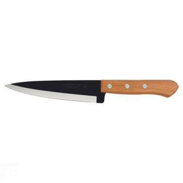 Imagem de Faca Peixeira/Cozinha 6" Carbono Tramontina Cabo em Madeira, Marrom, 6