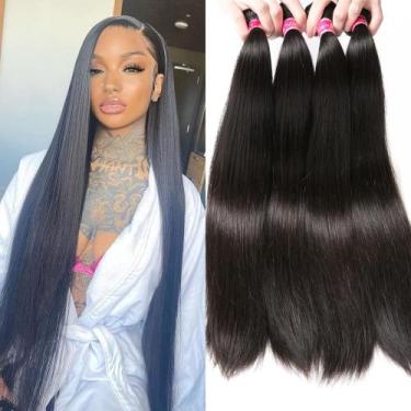 Imagem de Pacotes de cabelo YISEA 12A Straight Human Hair 4 pacotes (56-71 cm)