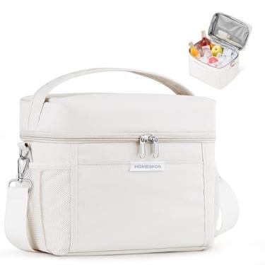 Imagem de HOMESPON Lancheira para mulheres e homens – Lancheira isolada, impermeável, leve, bolsa térmica para trabalho, piquenique, viagem (média, creme)