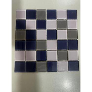 Imagem de Pastilha de Cerâmica azul mesclado - unidade - vidro real revestimento