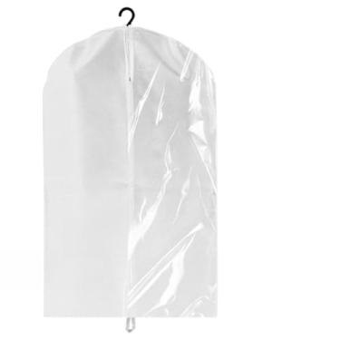 Imagem de Kit 5 Capas Protetor Terno Vestido Noiva TNT e Visor Com Zíper e Alça Organizador Guarda Roupa(BRANCO COM VISOR,1,00 x 60 cm)