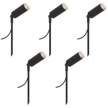 Imagem de Kit 5 Espetos De Jardim Móvel Luminária Balizador Preto 30Cm - Single 