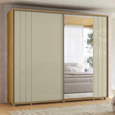 Imagem de Guarda Roupa Dalí 2 Portas de Correr com Espelho 8 Gavetas Cumaru Opala Madetec