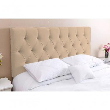 Imagem de Cabeceira Solteirão 110 - Bello Box - Estilo Capitonê Suede Bege Sem Strass