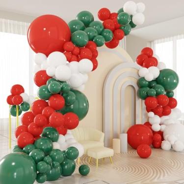 Imagem de Christmas Balloon Arch Kit, 124pcs Green White Red Balloons with 16ft Tape Strip & Dot Glue for Christmas Birthday Baby Shower Wedding Party Decorations