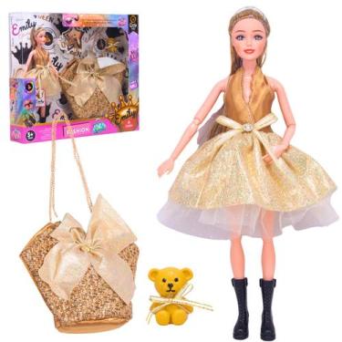 Imagem de Boneca Articulada Princesa Com Bolsa Infantil E Acessórios - Castela -