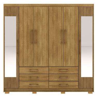 Imagem de Guarda-roupa Casal 6 Portas 6 Gavetas 100% Mdf Espelho Cadence Nature-brisa