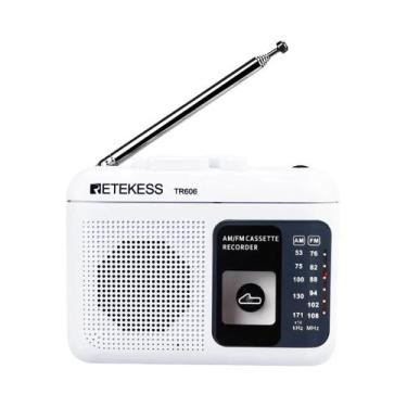 Imagem de Rádio FM AM Portátil Gravador De Voz RETEKESS TR606 Reprodução De Cass