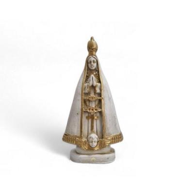 Imagem de Escultura Imagem Nossa Sra Ap 20 Cm Off White Cinza Artesanal Decorati