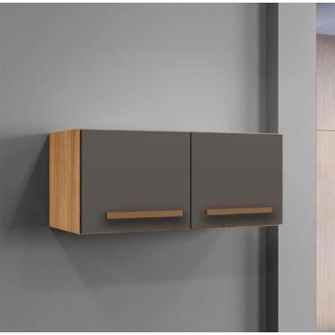 Imagem de Armário Gabite Aéreo 2 Portas Geladeira Mara Savana/Preto - Moblis - L