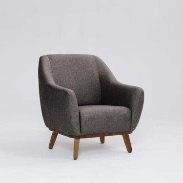 Imagem de Poltrona Tecido Linho Base Madeira Paloma - Domi