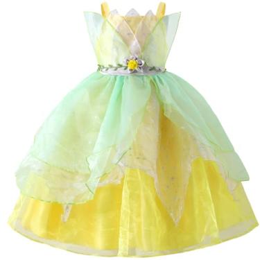 Imagem de YESNID Vestido de princesa Cinderela para meninas, vestido de baile, Halloween, Natal, cosplay, 2-13 anos, Verde 02, 10-11Y