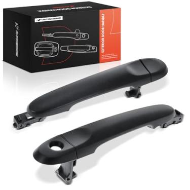 Imagem de A-Premium Maçaneta externa externa com fechadura (lado esquerdo), sem abertura (lado direito) compatível com Nissan Versa 2012-2019, preto texturizado, conjunto de 2 peças, motorista dianteiro e lado