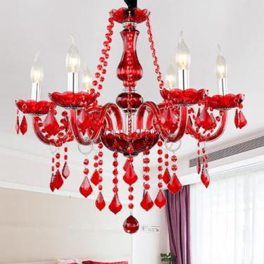 Imagem de Luminária pendente de vela de cristal europeia, sala de estar de luxo, restaurante, quarto, quarto de menina, vila, hotel, loja de roupas, salão de beleza, café, bar, lustre KTV (BA 6 luzes)