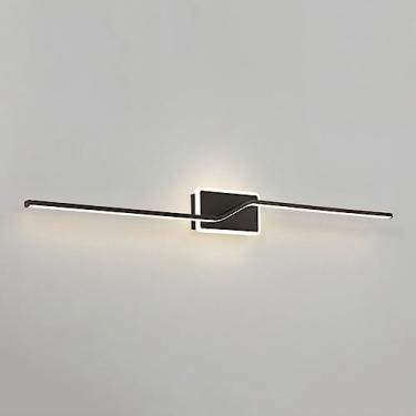 Imagem de Luminária de parede linear preta moderna, longa, LED, para banheiro, simples, criativa, de metal, para montagem na parede, com abajur de silicone acrílico, minimalista, para decoração de cor