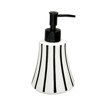 Imagem de Dispensador de sabonete listrado para hotel doméstico dispensador de loção push loção curvada 350 ml preto/vermelho (preto)