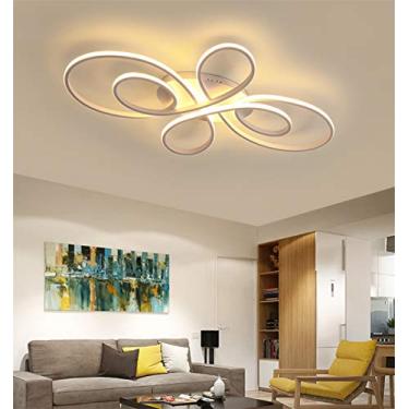 Imagem de Luminária de teto moderna embutida para sala de estar, sala de jantar, quarto infantil, luminária regulável com controle remoto, design floral, luminária de acrílico, abajur para cozinha, co