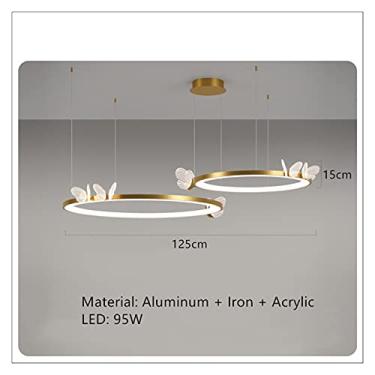 Imagem de Lustre em forma de borboleta LED Lustres Vários estilos Sala de estar Corredor Quarto Luminária Suspensão Metal dourado Decoração de arte para casa (Tamanho: F) (Tamanho: H)