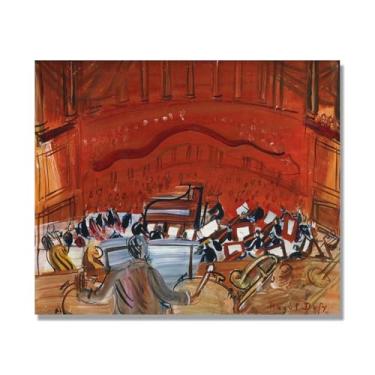 Imagem de NHLDZYH Folhas impressionistas, (Orquestra Vermelha com Timbaleiro) de Raoul Dufy, reprodução de quadros, quadros de pinturas famosas, imagem murais quartos. 40 x 48 cm apenas tela