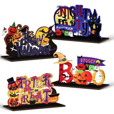 Imagem de KSKSPE 4 PCS Halloween Decorations Party Supplies Table Centerpieces,Halloween Theme Design and Sturdy Wooden for Halloween Party Favors Decorations