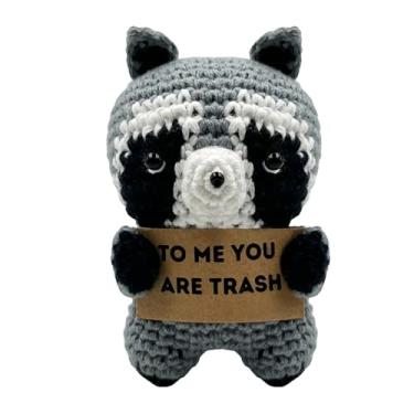Imagem de Stitch-Witch Valentines Day Gifts, Handmade Cute Crocheted Raccoon Plush Doll, Pocket Hug Token, Stress Balls, Squeeze Balls