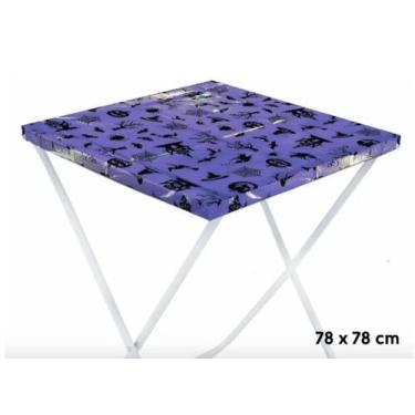 Imagem de Toalha Plástica Perolizada Festa de Halloween Roxa 78x78cm Cobre Manch