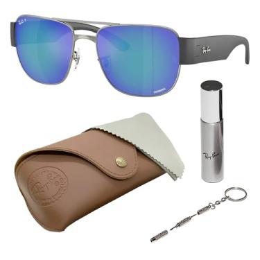 Imagem de Ray-Ban RB3756CH CHROMANCE Óculos de sol quadrados para homens e mulheres com kit oficial RAYBAN Eyewear, Armação de bronze polido | Lente polarizada azul espelhada cinza, 59 mm